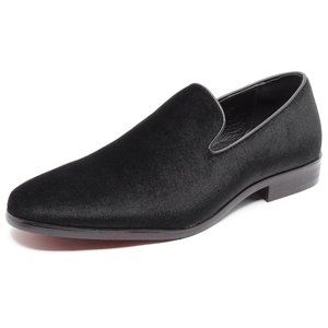 Black Men's Velvet Designer Classic Smoking Dress Tuxedo Loafers Slip On Shoes
